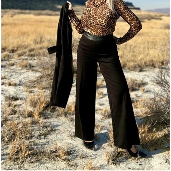 New NWT Lysse‎ Denver Hi Waist Wide Leg Ponte Size Large Black - Picture 2 of 9